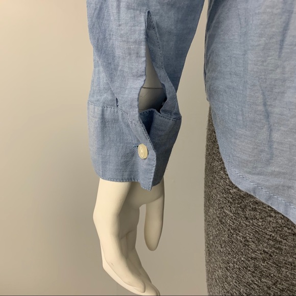 Ann Taylor Loft Collarless Ruffle Button Shirt - Picture 4 of 5